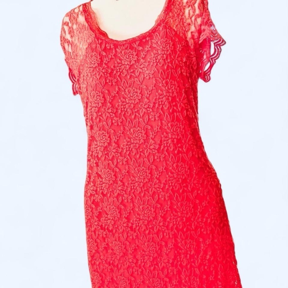 Maurices  Pink Lace Short Sleeve Dress M